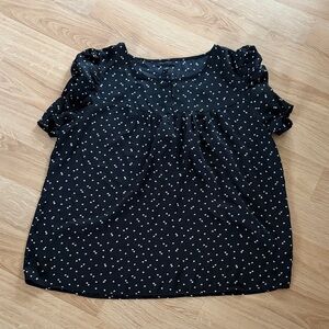 Elegant Black Blouse with Pink Hearts